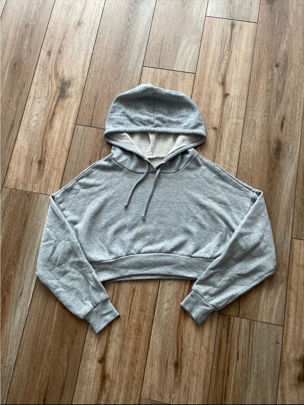 Garage Cropped Gray Hooded Sweatshirt - Cozy Everyday Hoodie